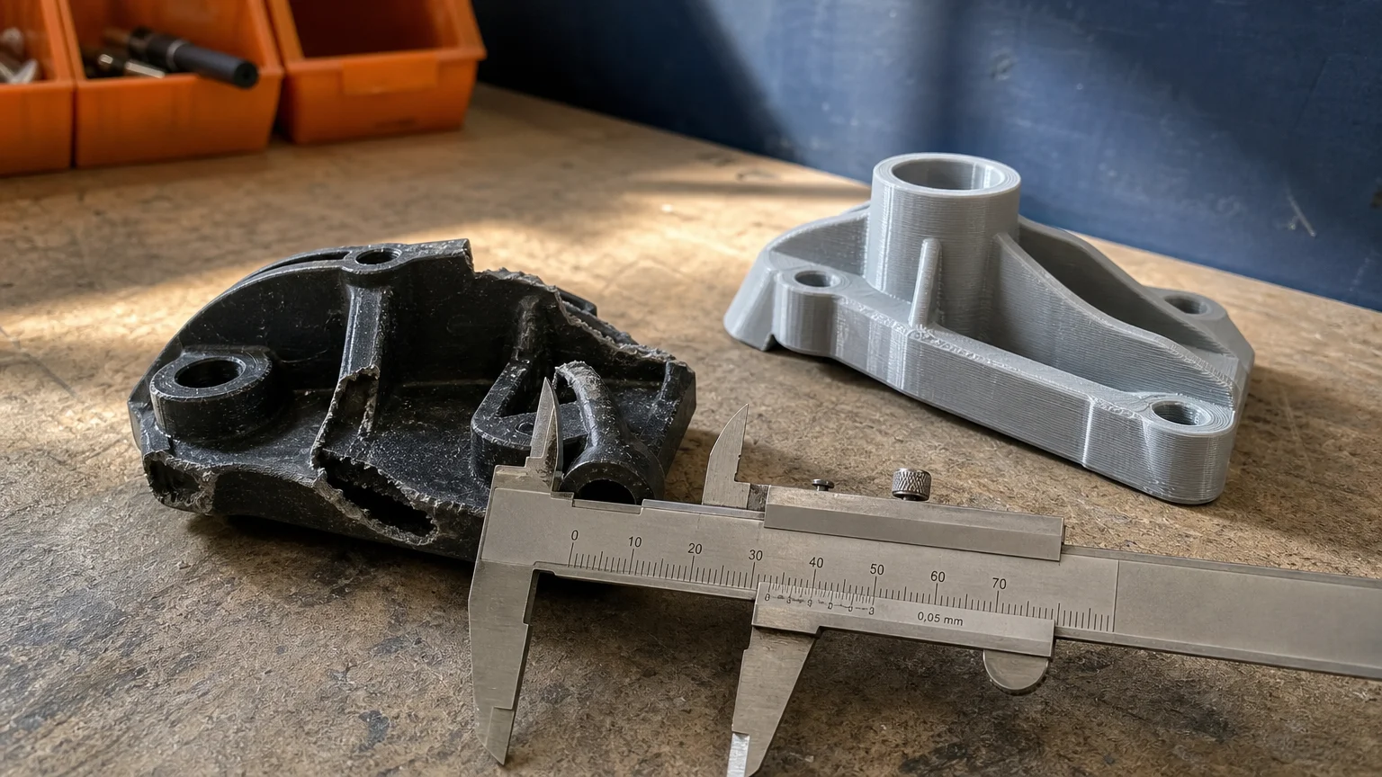 Mesure d’une pièce cassée avant sa reproduction imprimée en 3D