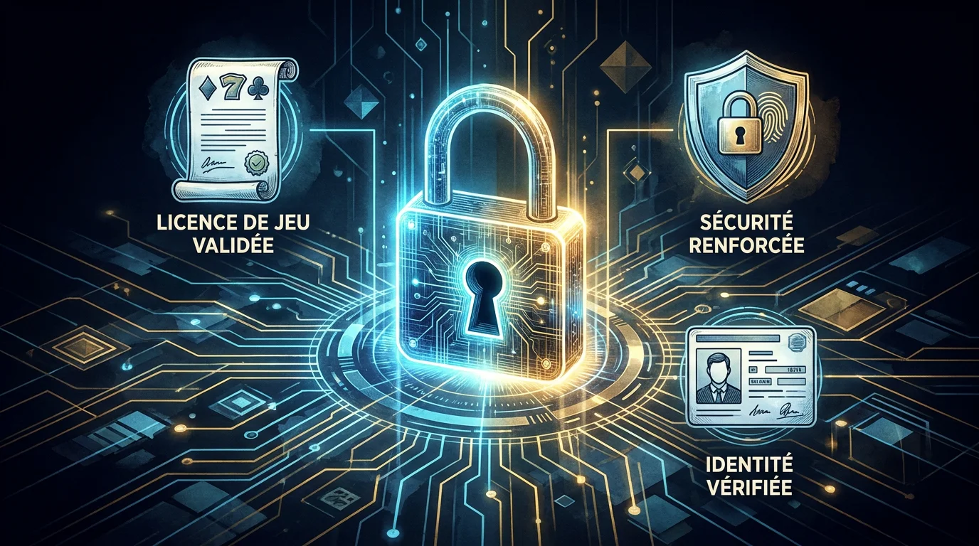 Illustration symbolisant la sécurité et les licences des casinos en ligne en France