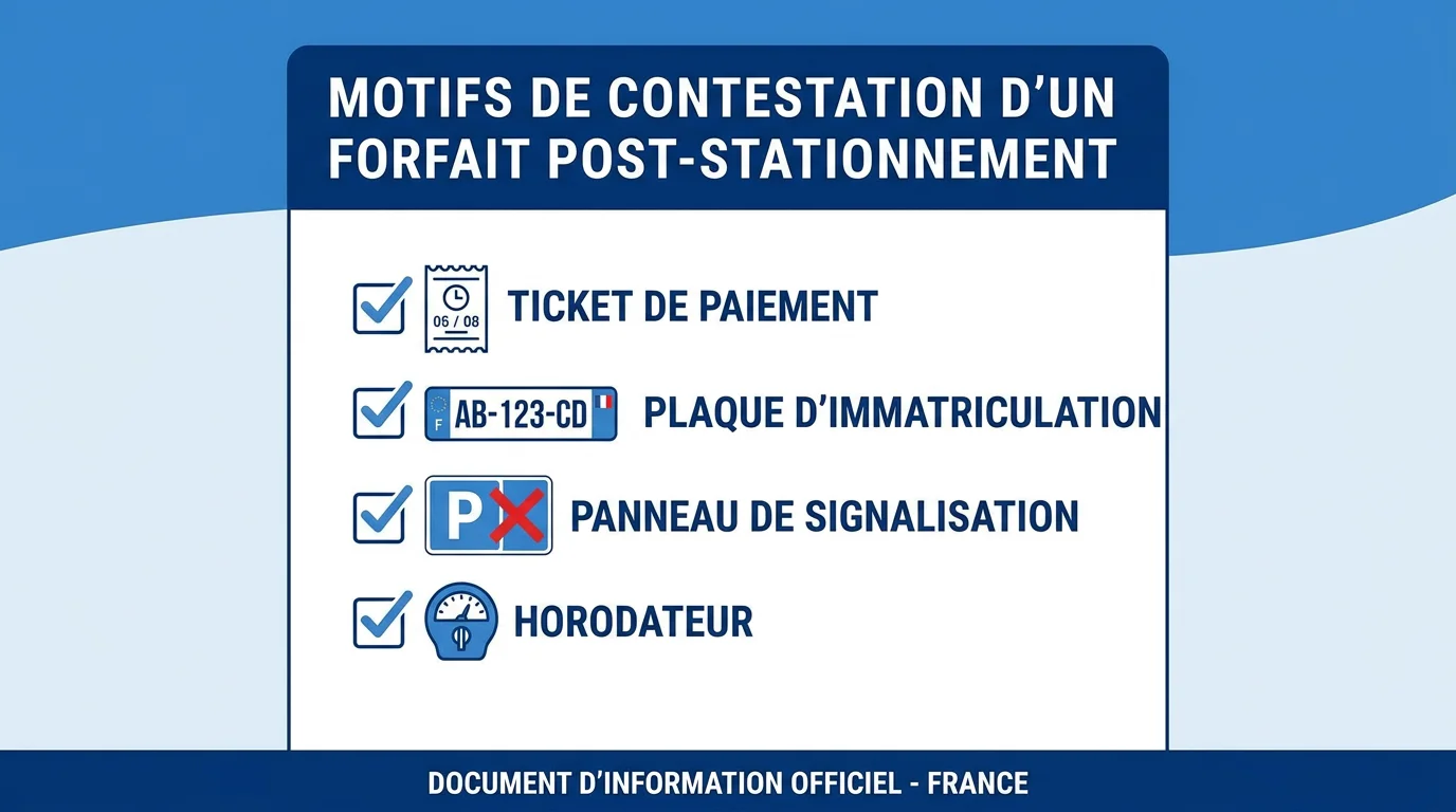 Liste des principaux motifs recevables pour contester un forfait post-stationnement en France