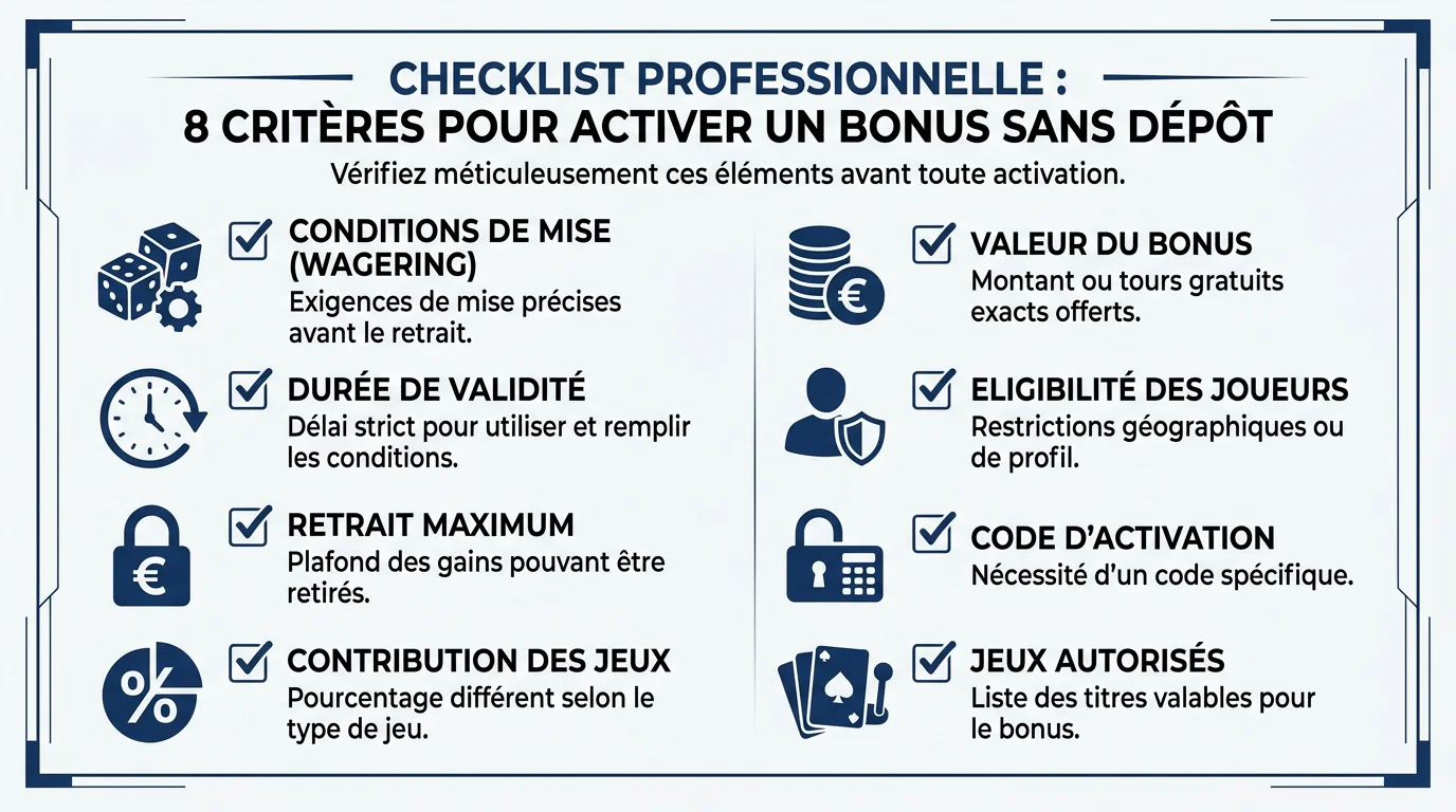 Infographie présentant les huit critères essentiels à vérifier avant d