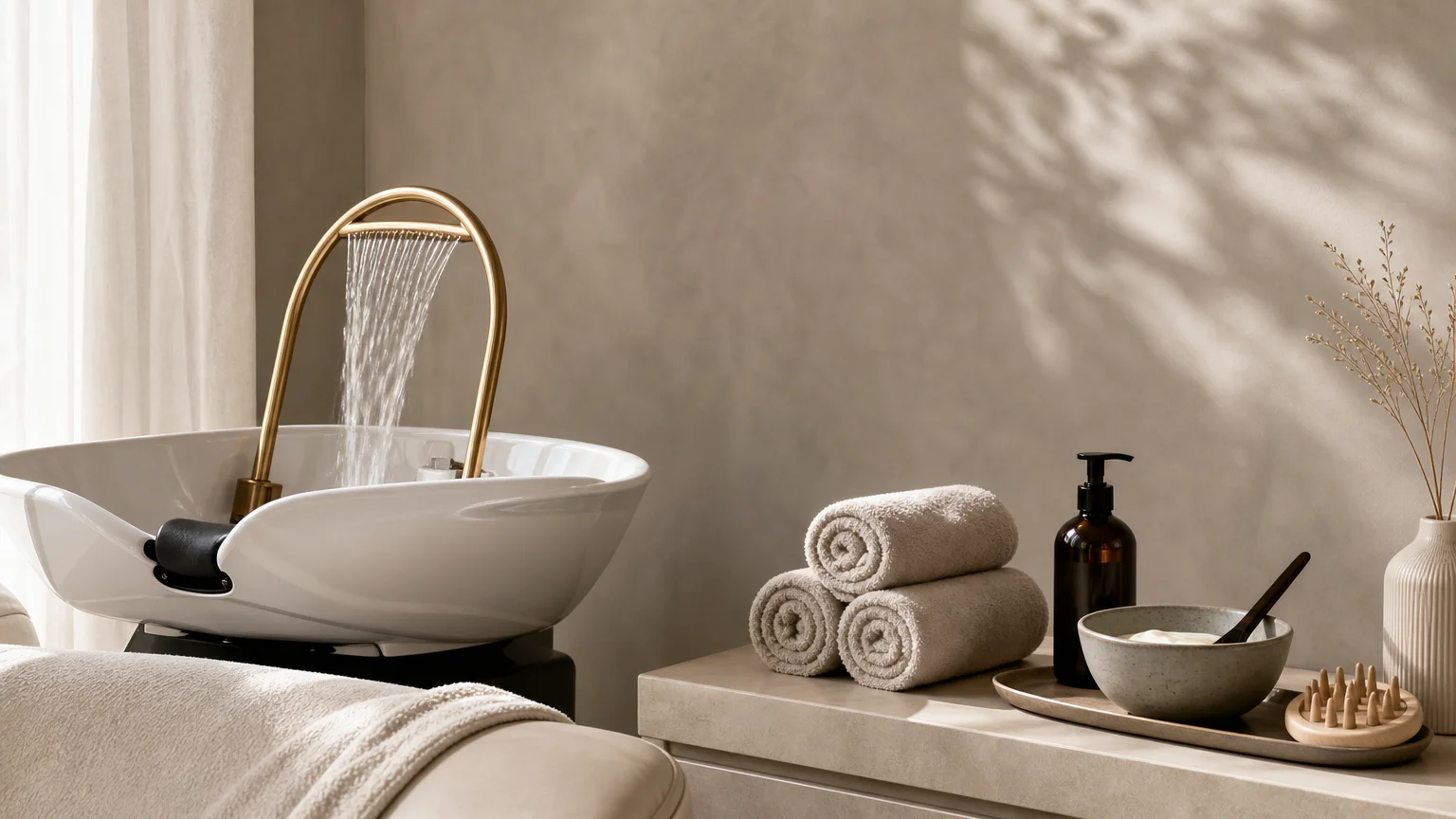 Installation professionnelle dédiée à un rituel Head Spa