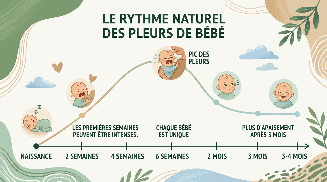 Courbe illustrant l'évolution des pleurs du bébé de la naissance à quatre mois