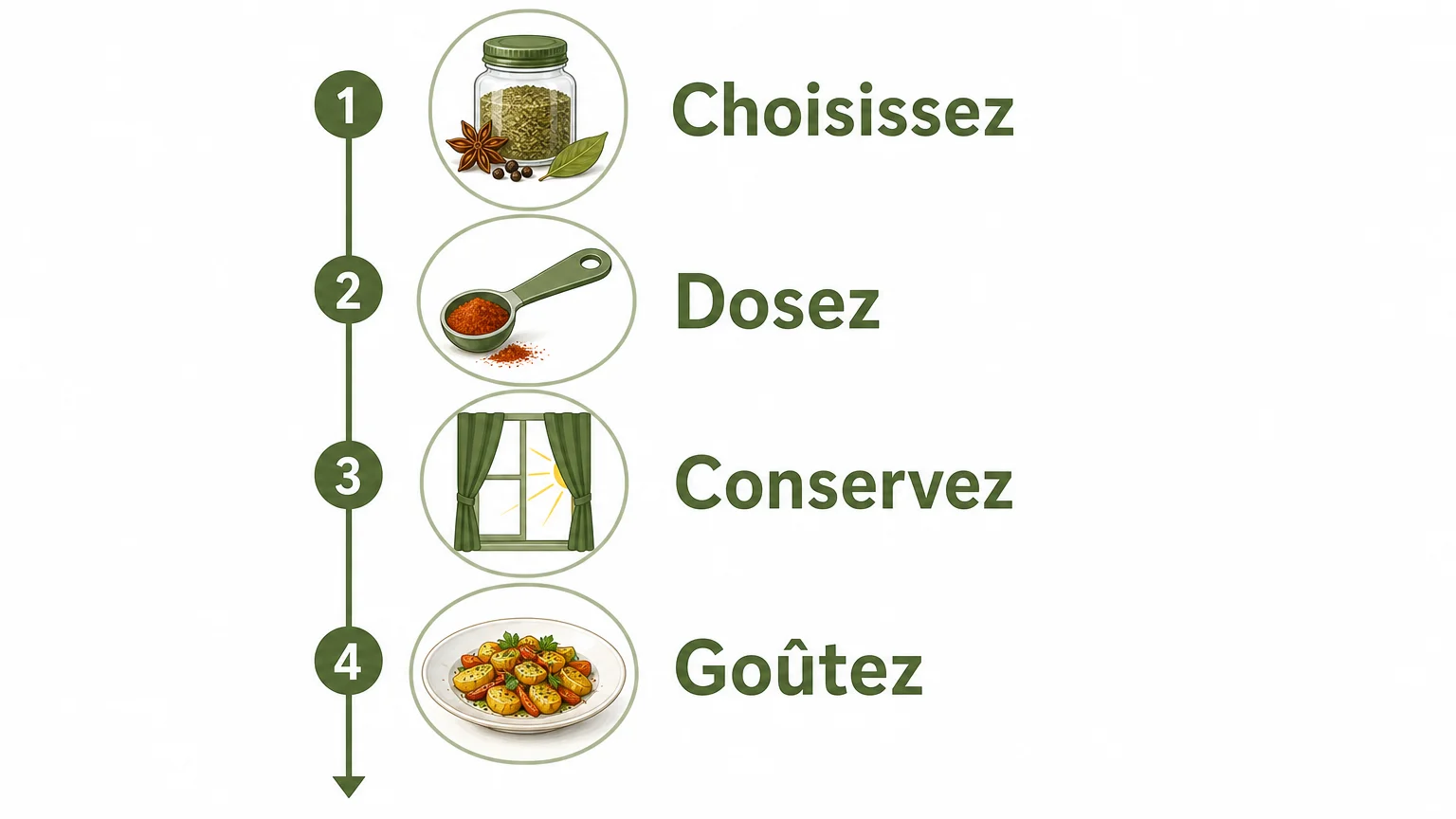 Checklist illustrée pour choisir, doser et conserver les épices