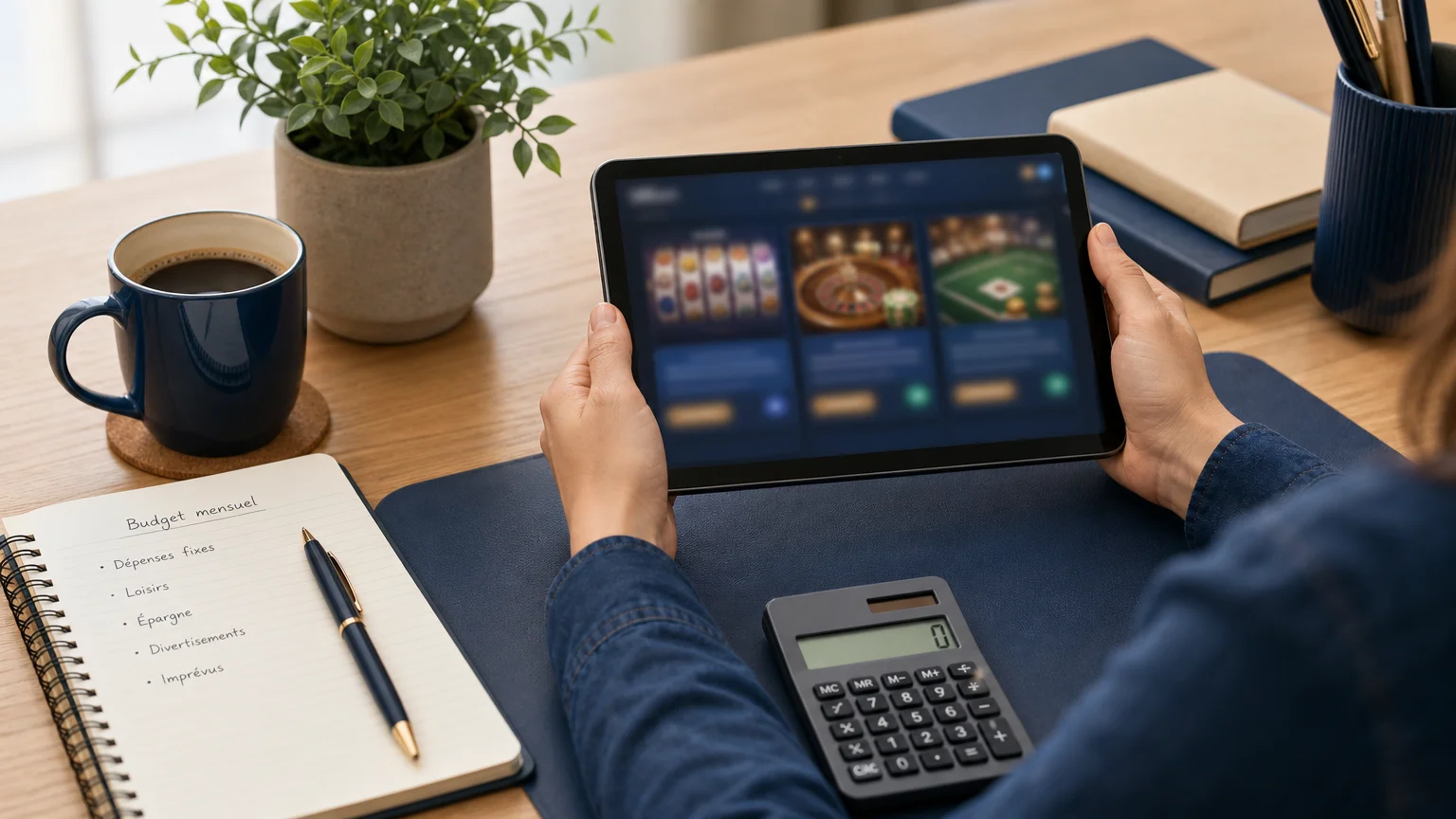 Joueur vérifiant son budget et les limites d’un casino en ligne