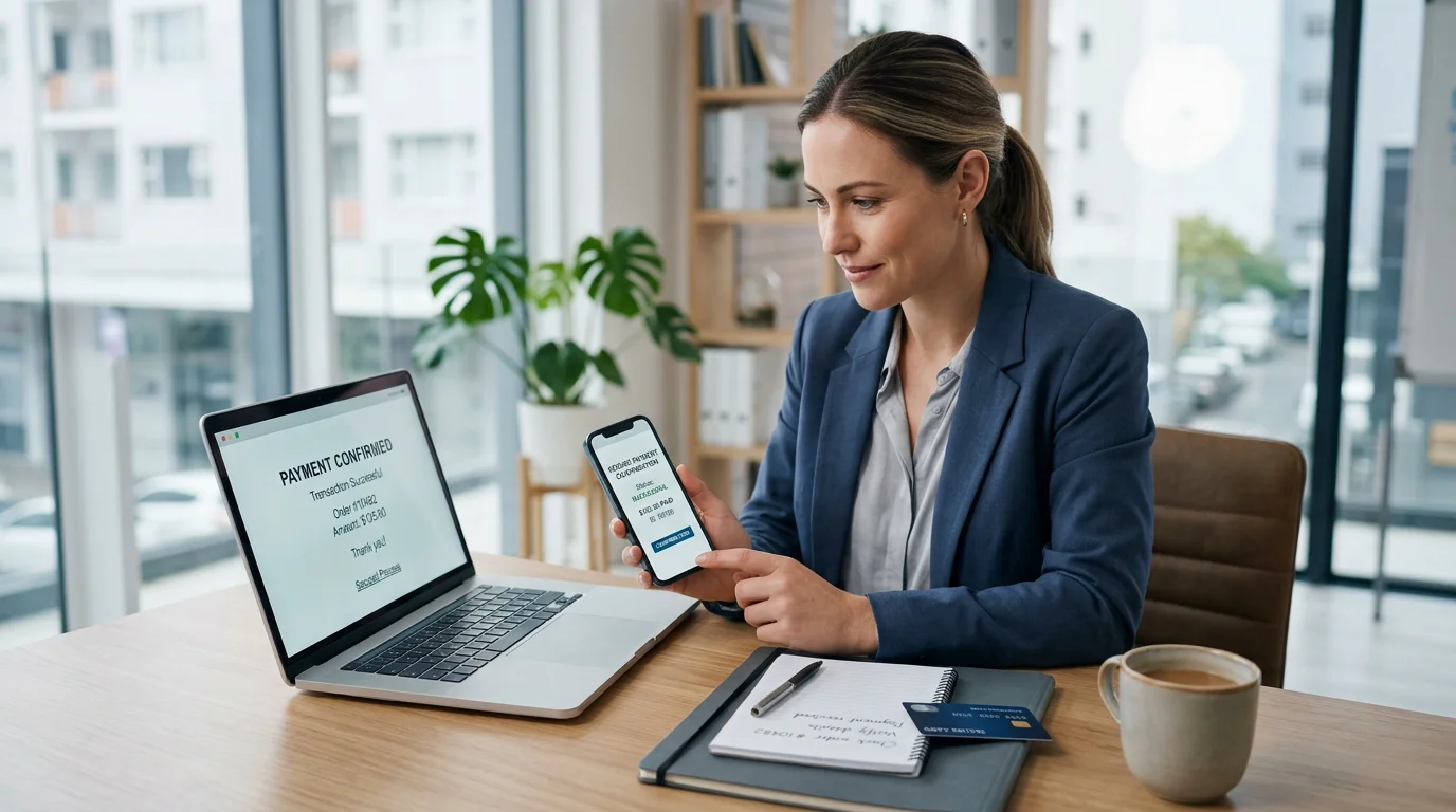 Person reviewing a secure online casino withdrawal on a laptop and phone