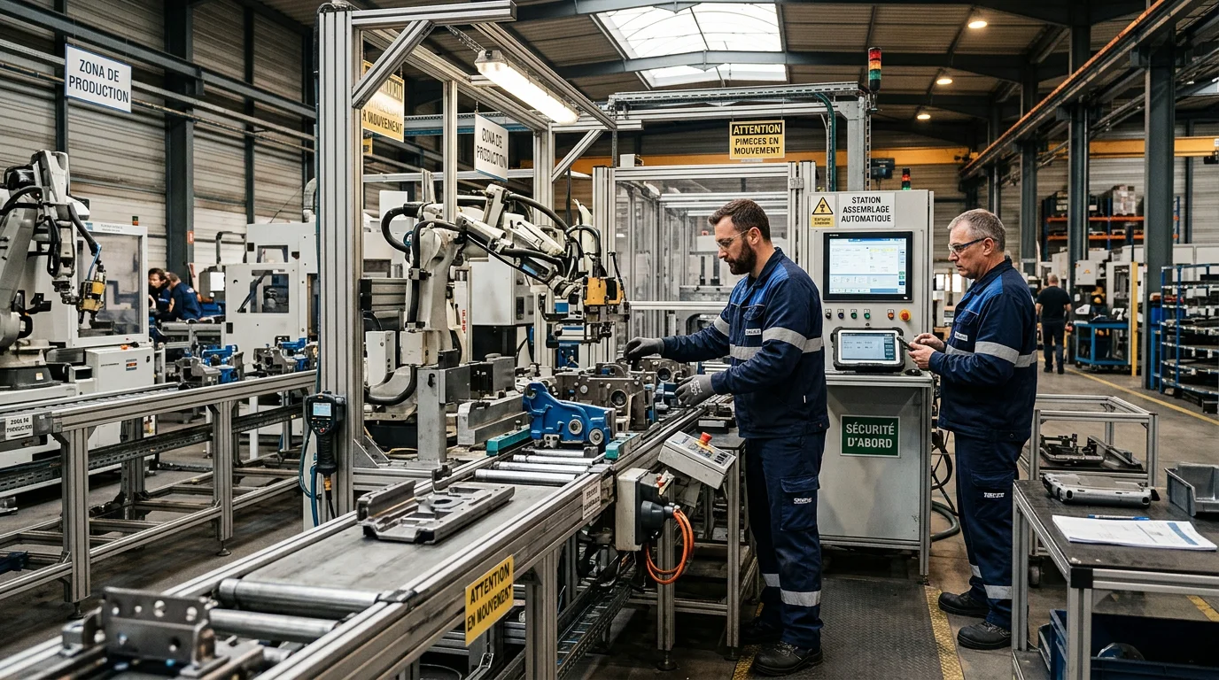 Chaîne de production industrielle illustrant le cycle de financement