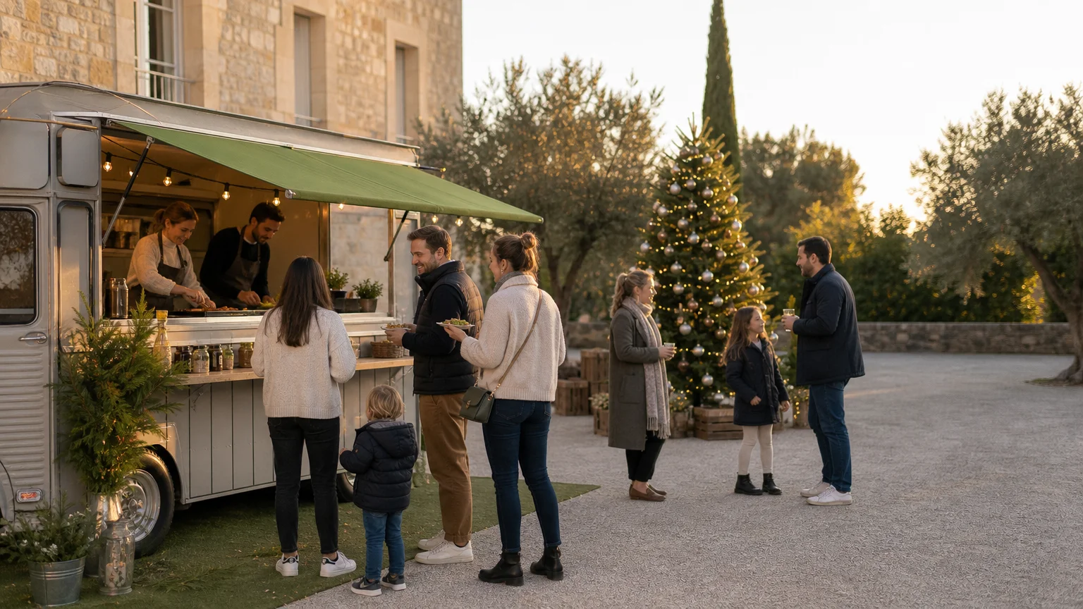 Food truck pour arbre de Noël d’entreprise en Provence