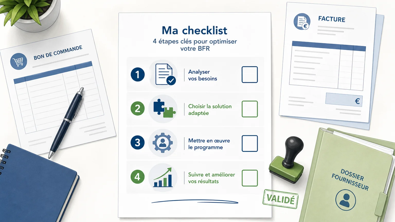 Checklist papier des contrôles à effectuer avant le paiement d'une facture