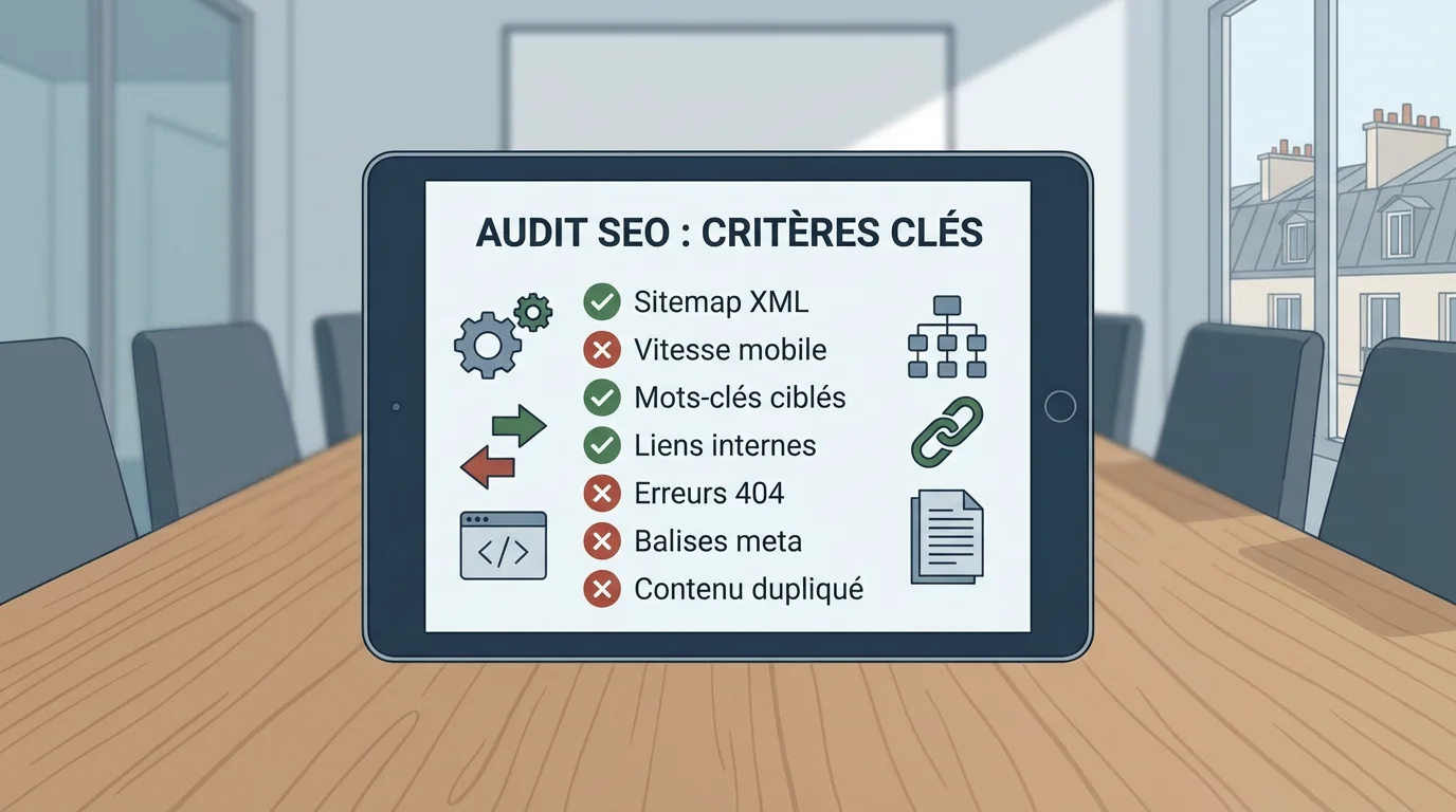 Checklist de validation d'un cahier des charges SEO avec critères validés et erreurs identifiées