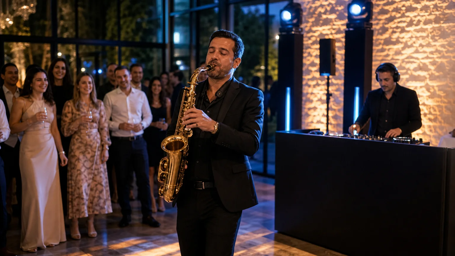 Animation musicale avec saxophone live et DJ pendant un mariage