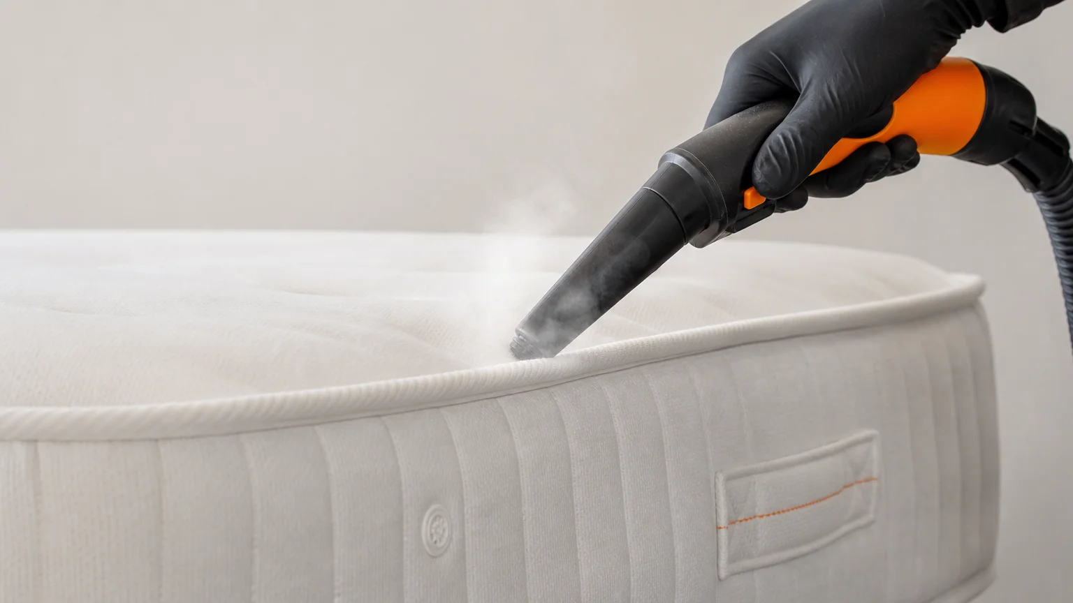 Buse de vapeur appliquée sur une couture de matelas