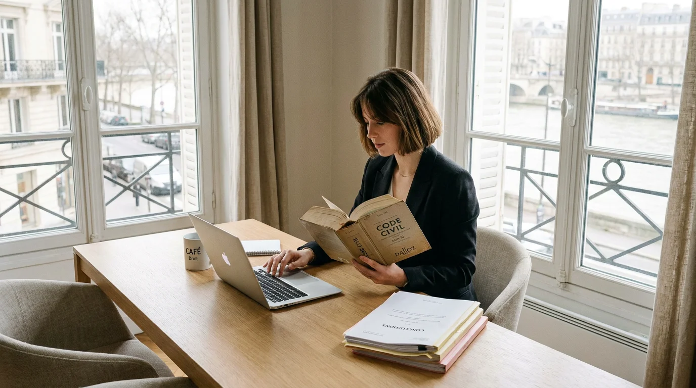 Étudiant en alternance en droit travaillant dans un cabinet d'avocats en France