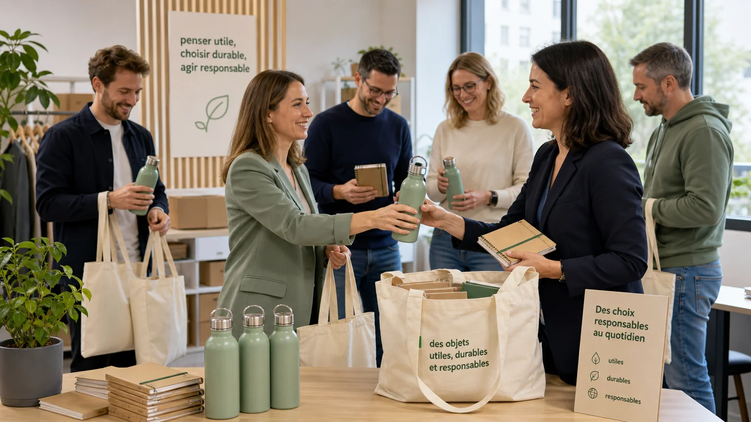 Distribution de goodies responsables dans un environnement professionnel