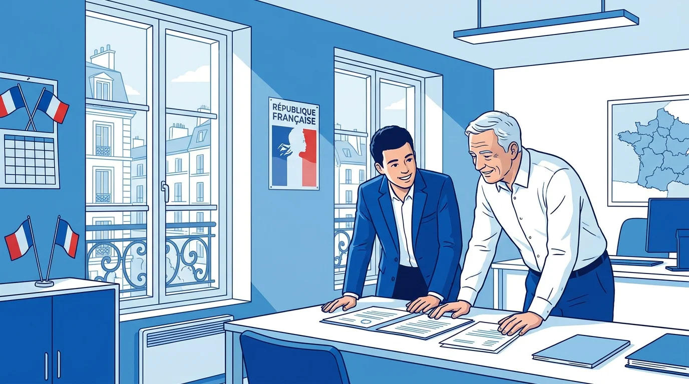 Stagiaire accompagné par un tuteur dans une administration publique française