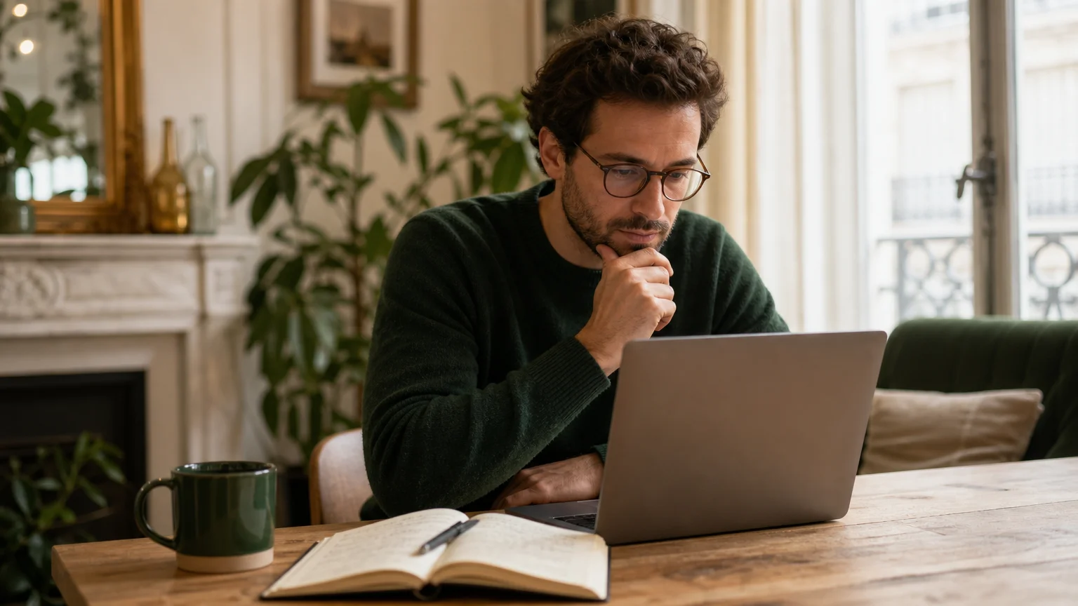 Personne adulte vérifiant les conditions d’un bonus sur un ordinateur