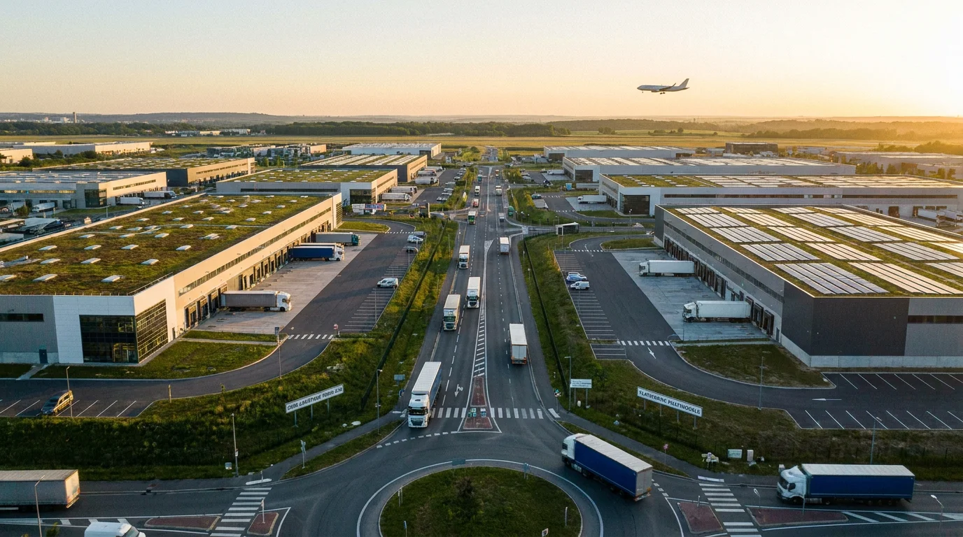 Zone logistique du Val-d'Oise avec entrepôts et activité aéroportuaire