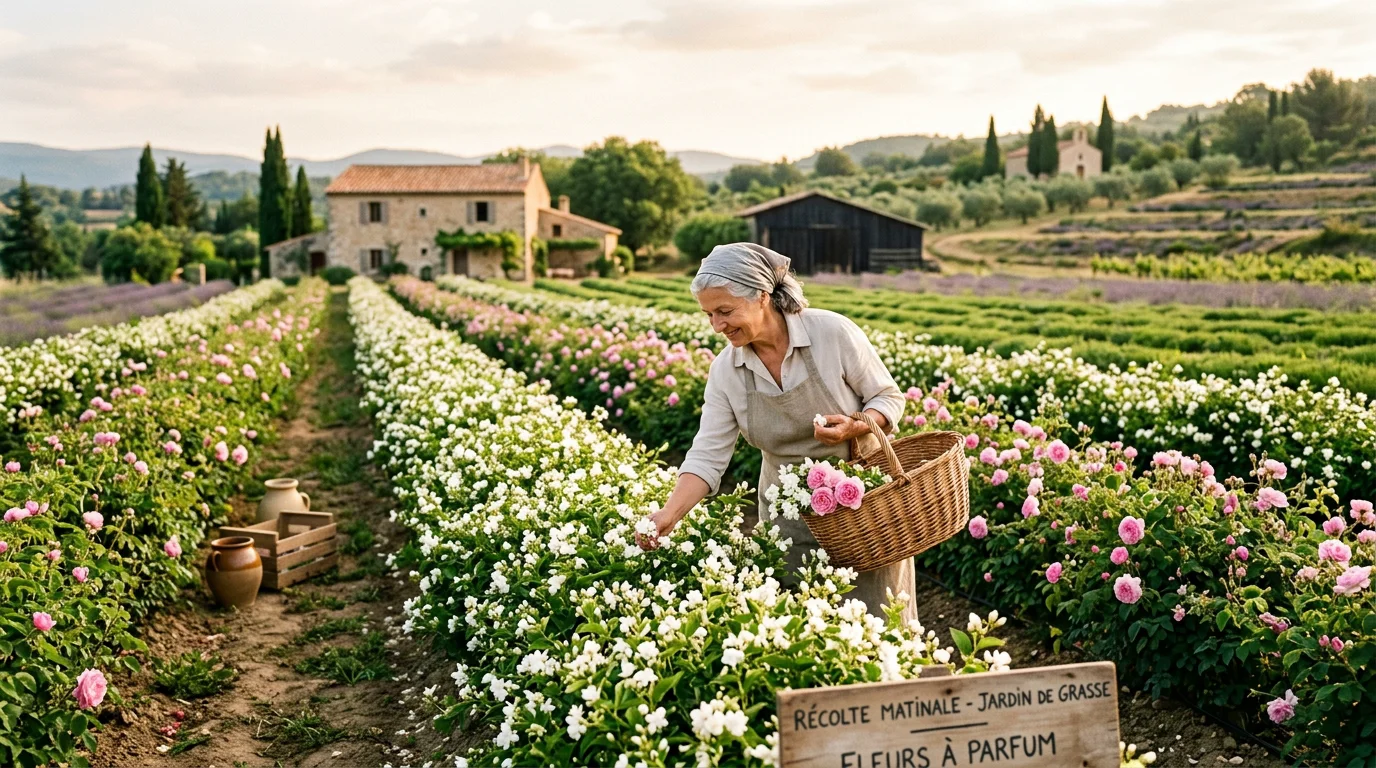 Champ de fleurs à parfum en Provence près de Grasse