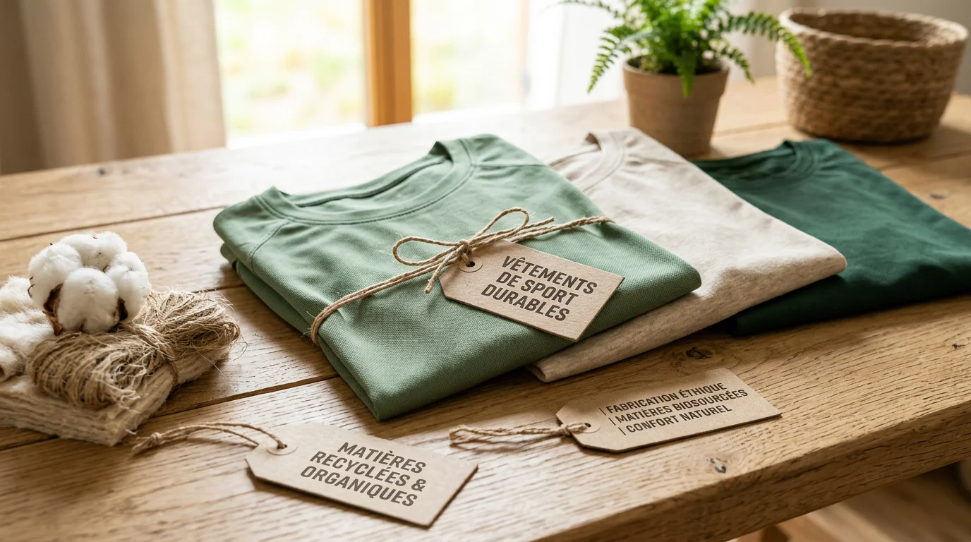T-shirts de sport éco-conçus présentés avec des matières recyclées