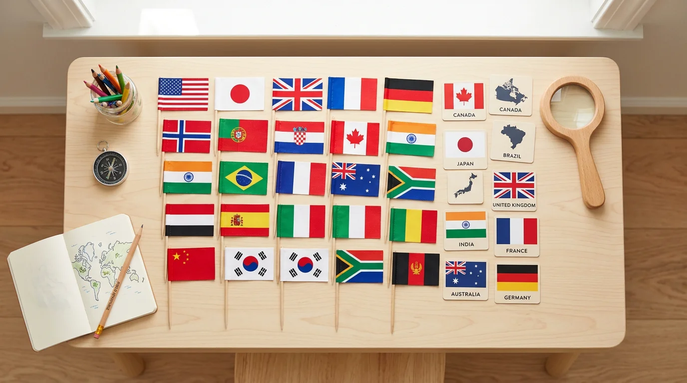 Flags, silhouettes and clues used to identify a country