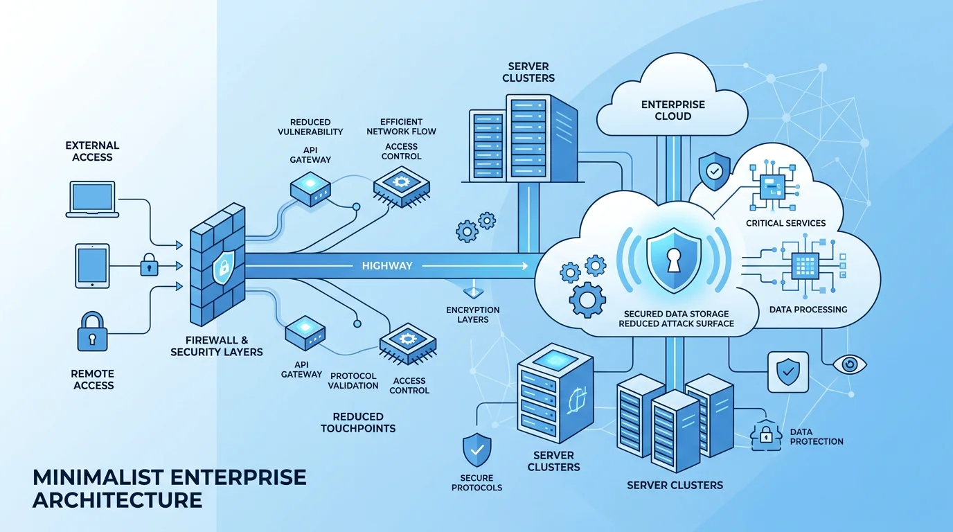 Enterprise cloud architecture diagram with a minimized set of data touchpoints