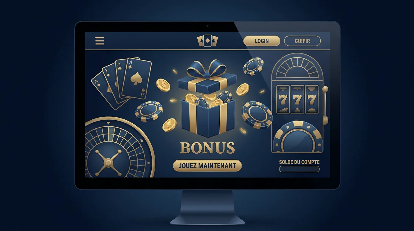 Illustration d'un bonus sans dépôt sur un casino en ligne en 2026