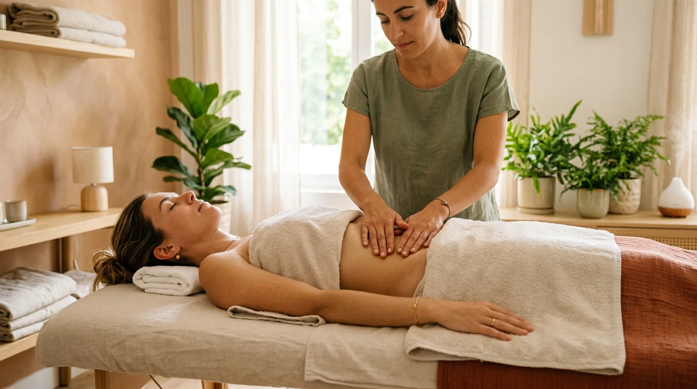 Massage abdominal Chi Nei Tsang dans un institut de bien-être à Hyères