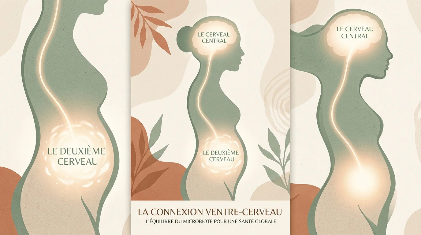 Illustration éditoriale de la connexion entre le ventre et le cerveau