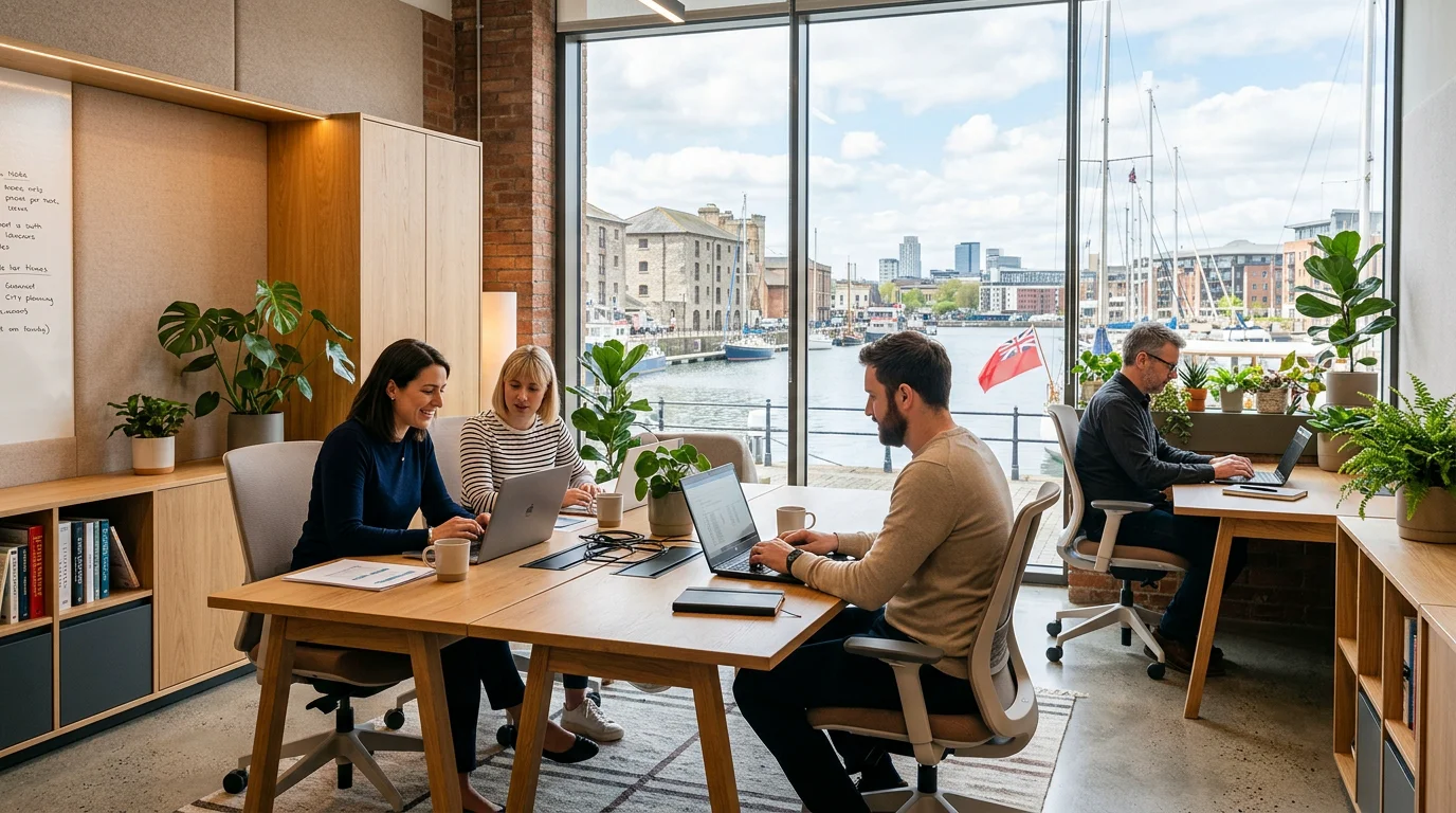 Modern private serviced office in a Bristol city-centre building overlooking the harbour