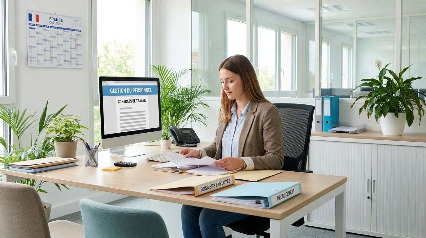 Assistant RH en alternance travaillant sur la gestion administrative du personnel dans un bureau en France