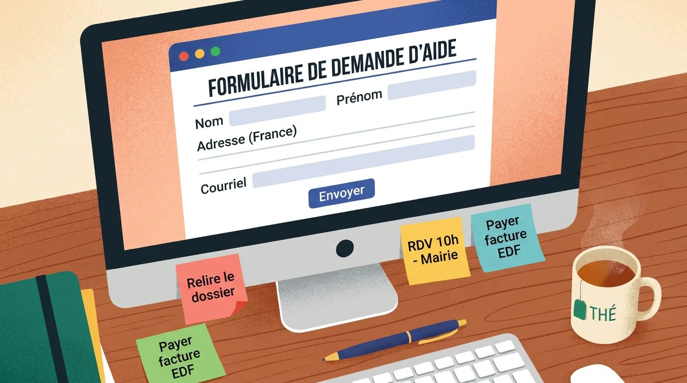 Espace de travail d'un praticien holistique remplissant une demande de financement FIFPL en ligne