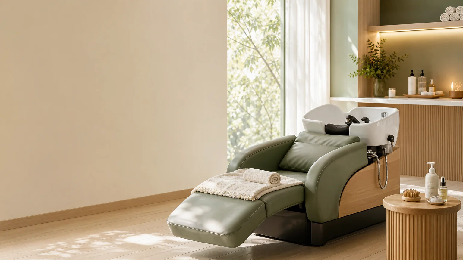 Fauteuil Head Spa dans un espace professionnel de coiffure