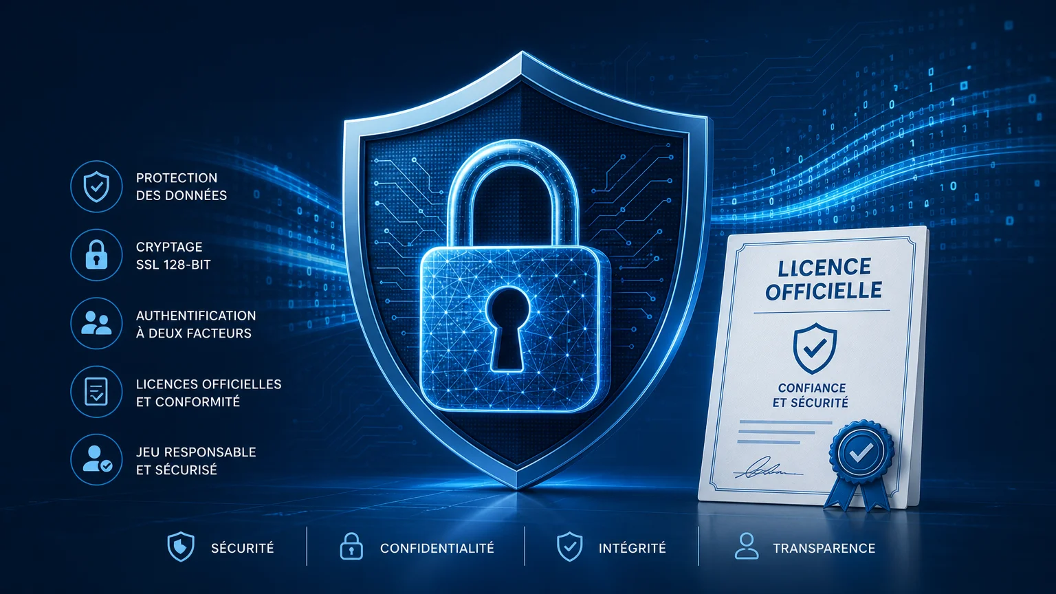 Cadenas numérique et bouclier symbolisant la sécurité d'un casino en ligne