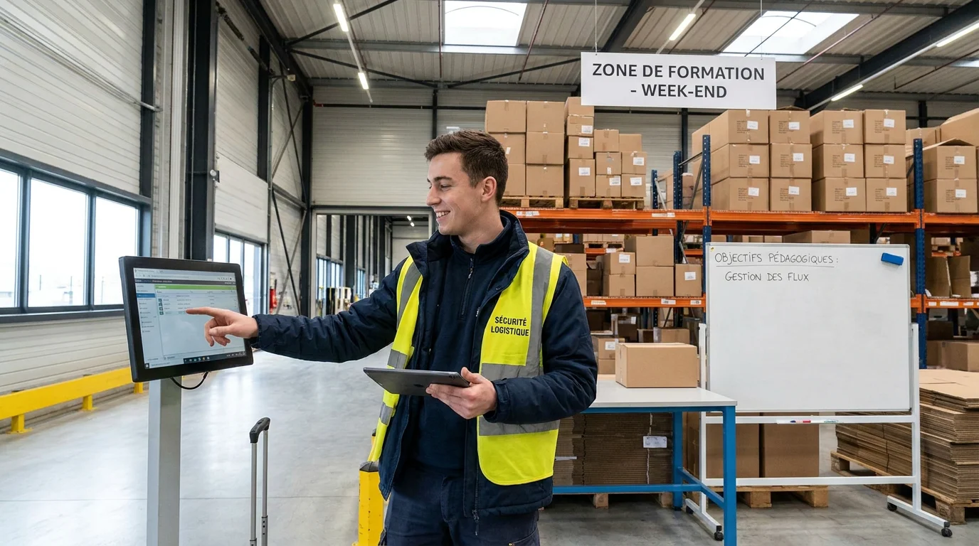 Travailleur intérimaire en entrepôt logistique le week-end en France