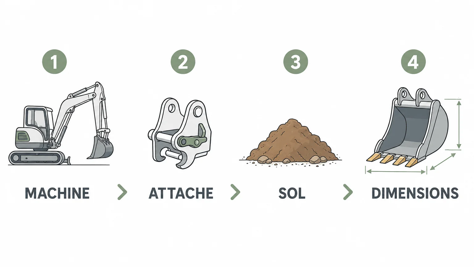 Checklist des critères pour choisir un godet trapèze