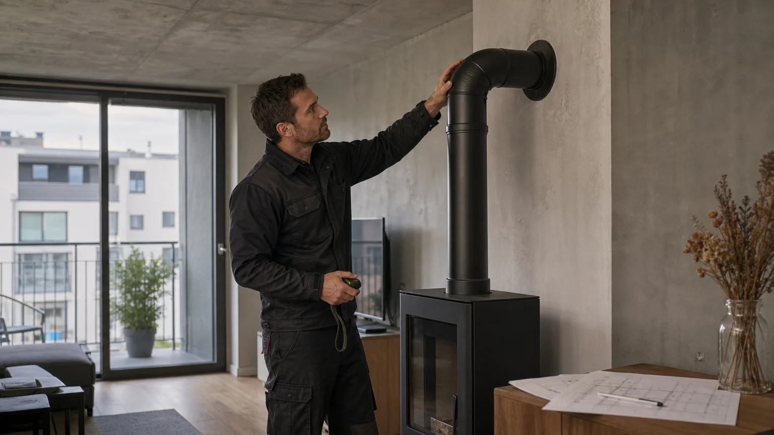 Vérification d’un raccordement de poêle dans un logement