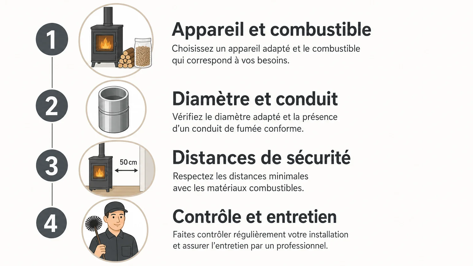 Checklist des vérifications avant un raccordement de cheminée