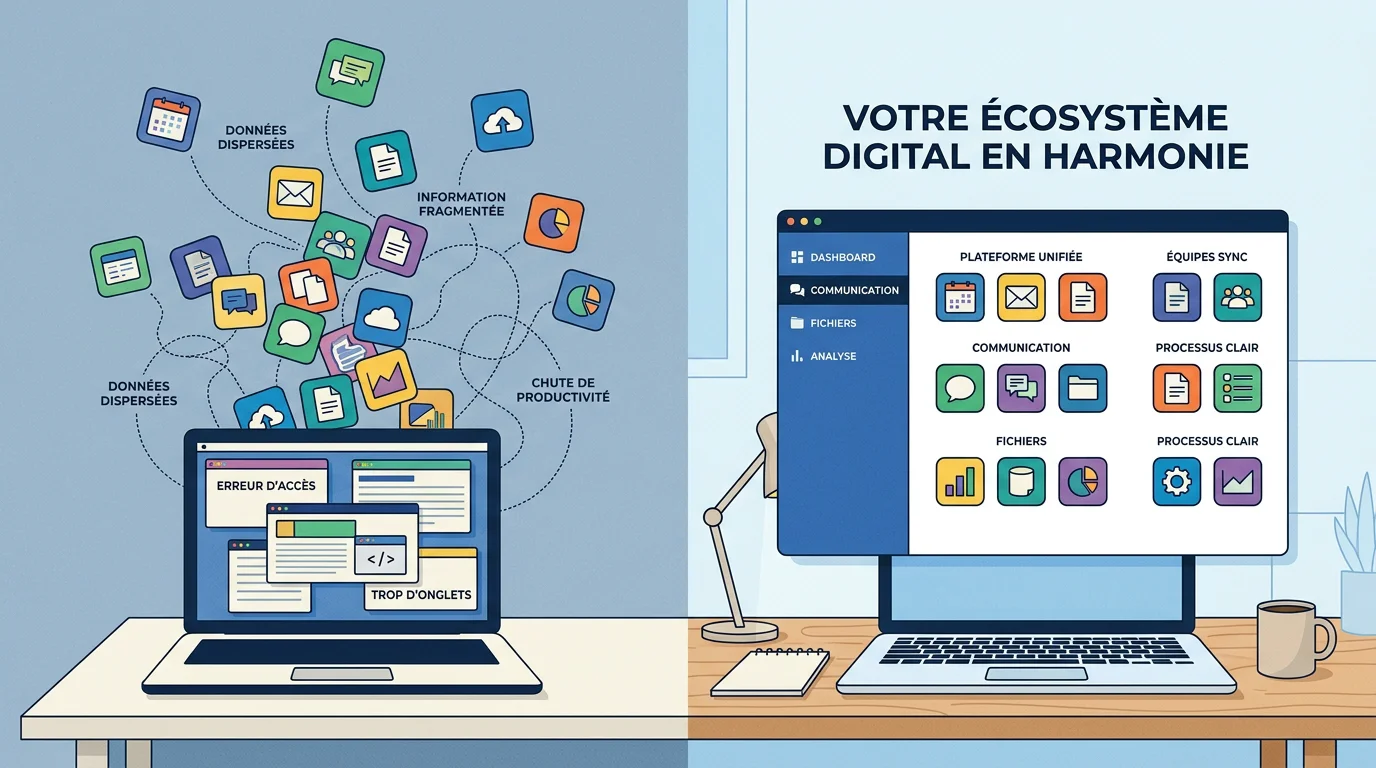 Comparaison entre outils éparpillés et solution de gestion centralisée