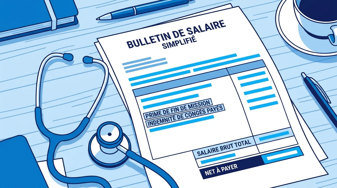 Bulletin de salaire d'un infirmier intérimaire avec primes IFM et ICCP