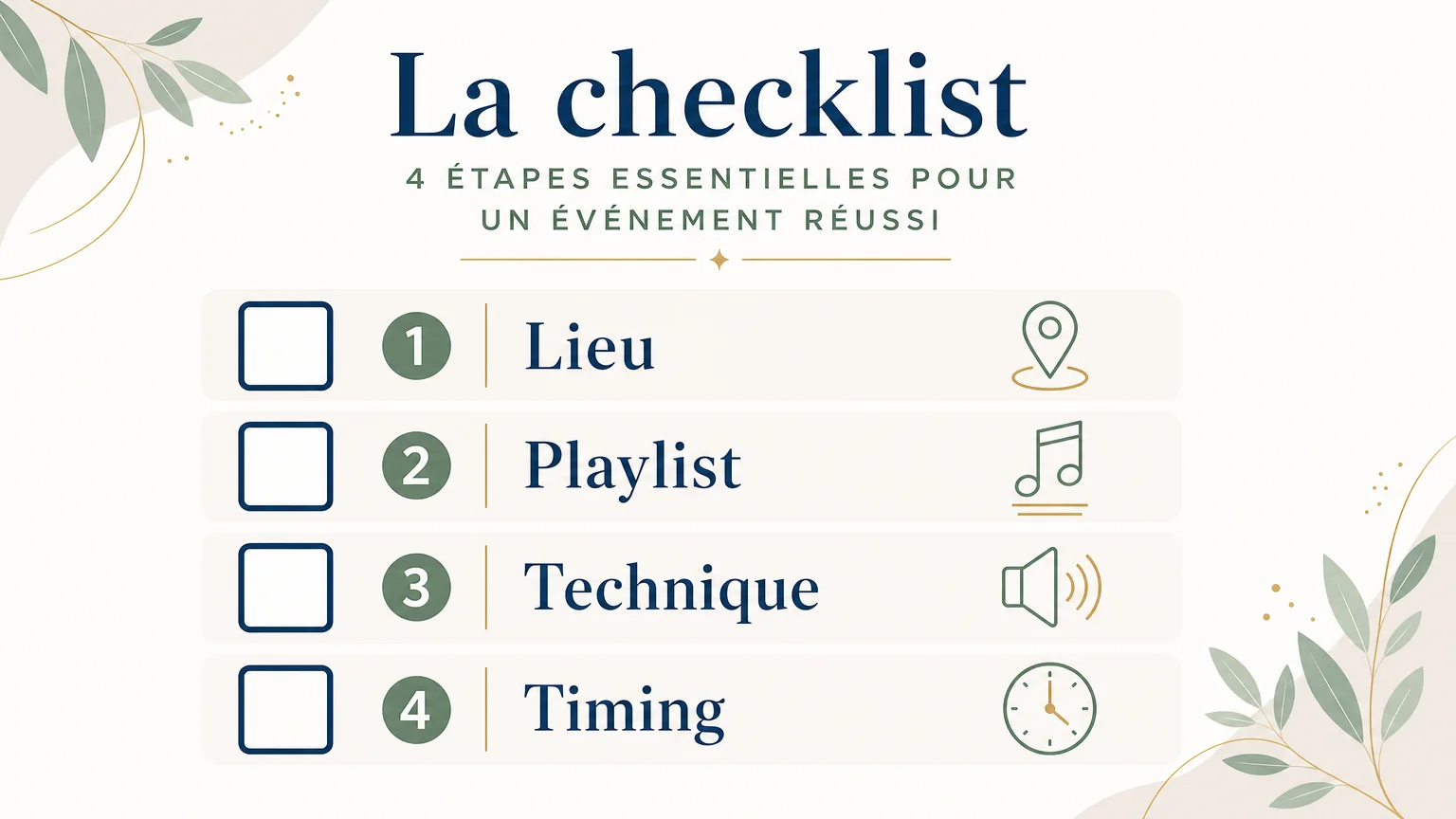 Checklist des points à vérifier pour une animation musicale de mariage