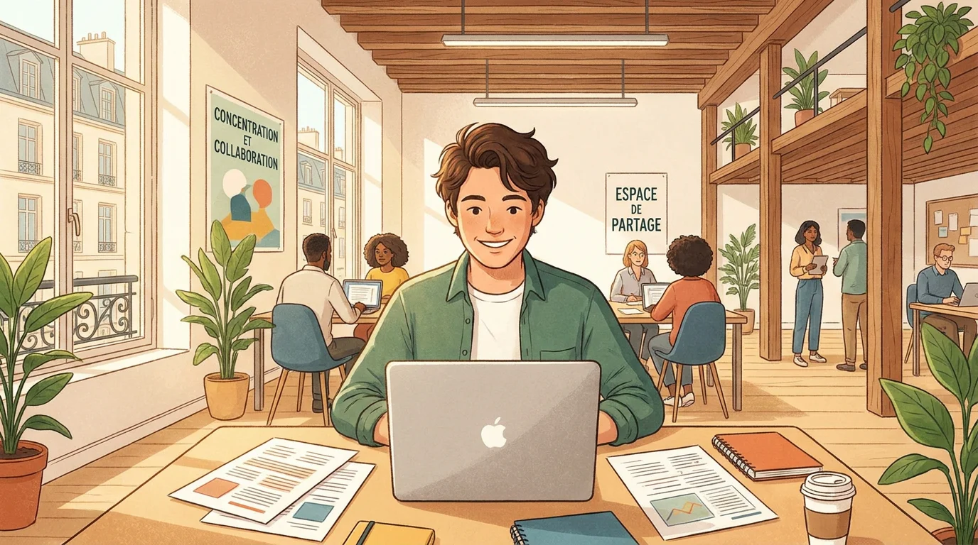Étudiant préparant sa recherche de job dans un espace de travail à Nîmes