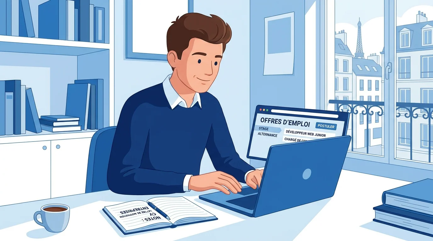 Étudiant recherchant une alternance sur un ordinateur portable