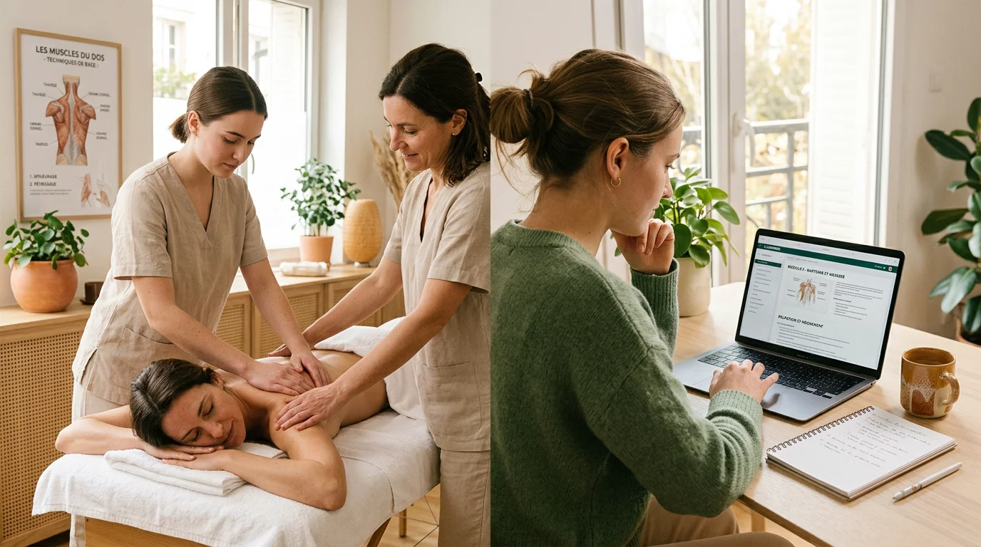 Comparaison entre une formation massage en présentiel et un apprentissage en e-learning