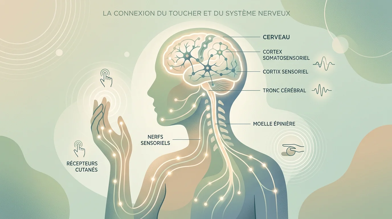 Illustration du lien entre le toucher et le système nerveux lors d'un massage
