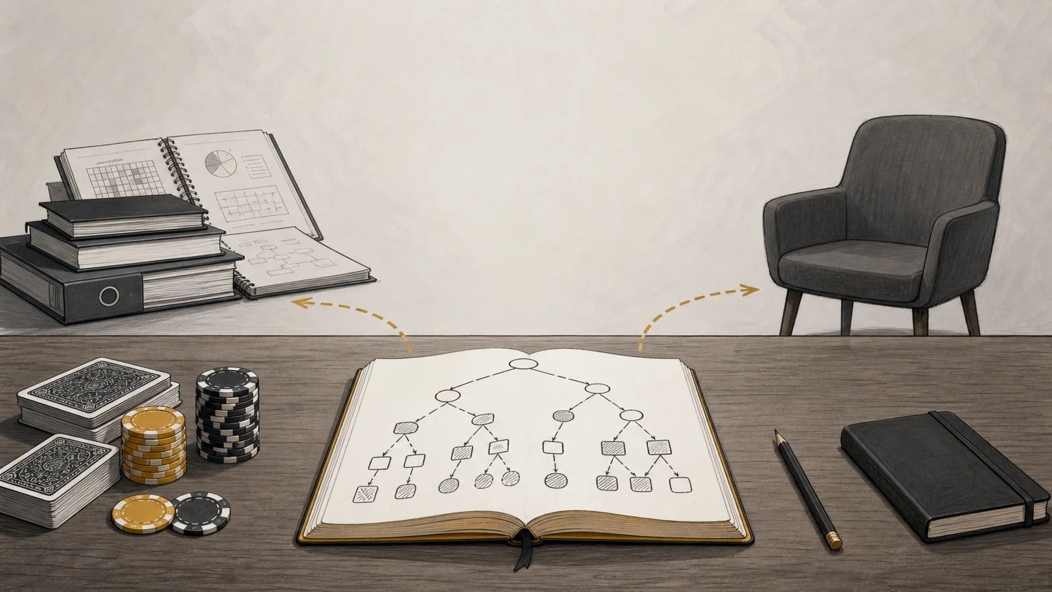 Table de travail illustrant le choix entre coaching poker et étude autonome