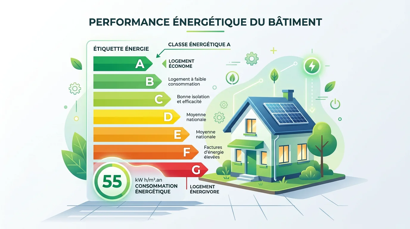 Échelle des classes énergétiques DPE de A à G