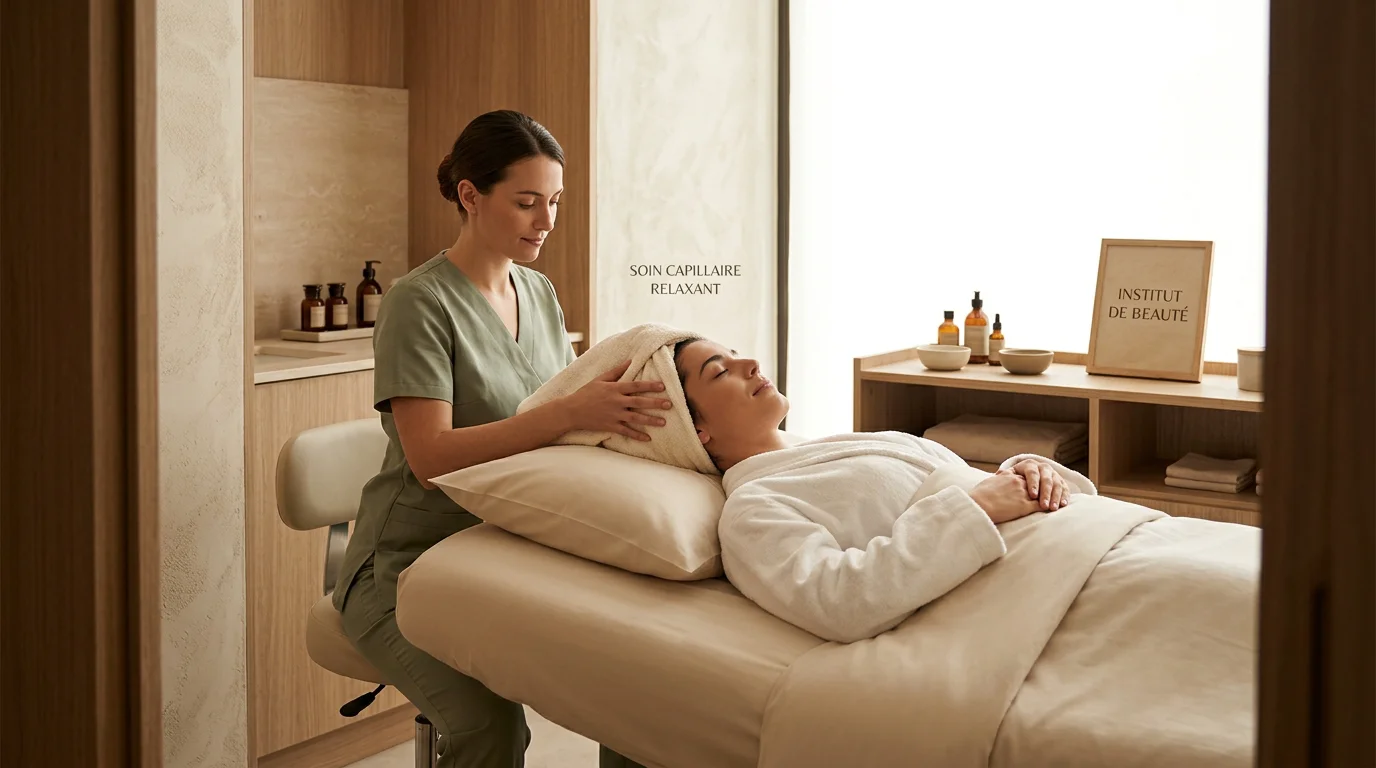 Soin Head Spa réalisé dans un institut de beauté haut de gamme