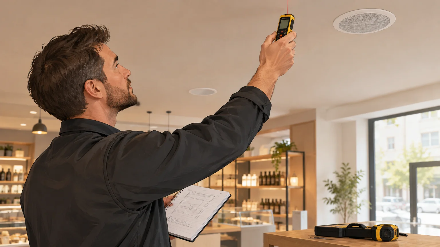 Repérage d’une boutique avant la conception d’un système de sonorisation