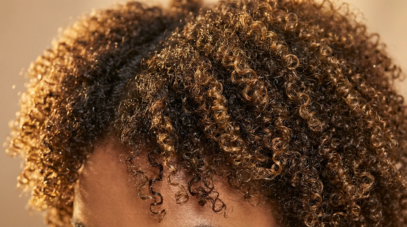 Cuir chevelu et boucles serrées de cheveux afro naturels en gros plan