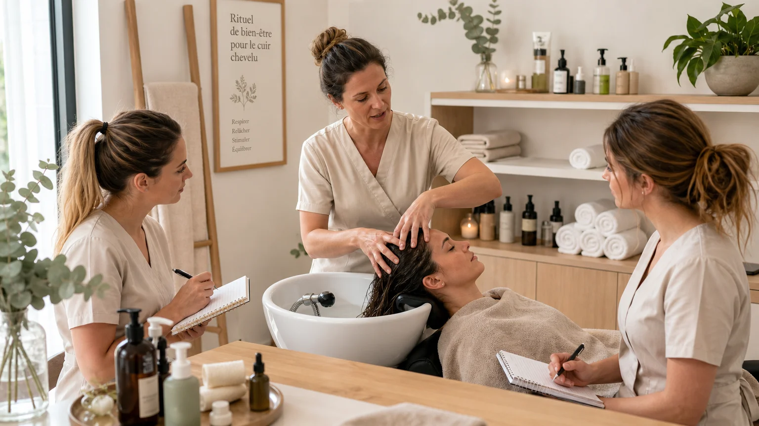 Pratique supervisée d’un protocole Head Spa en centre de formation