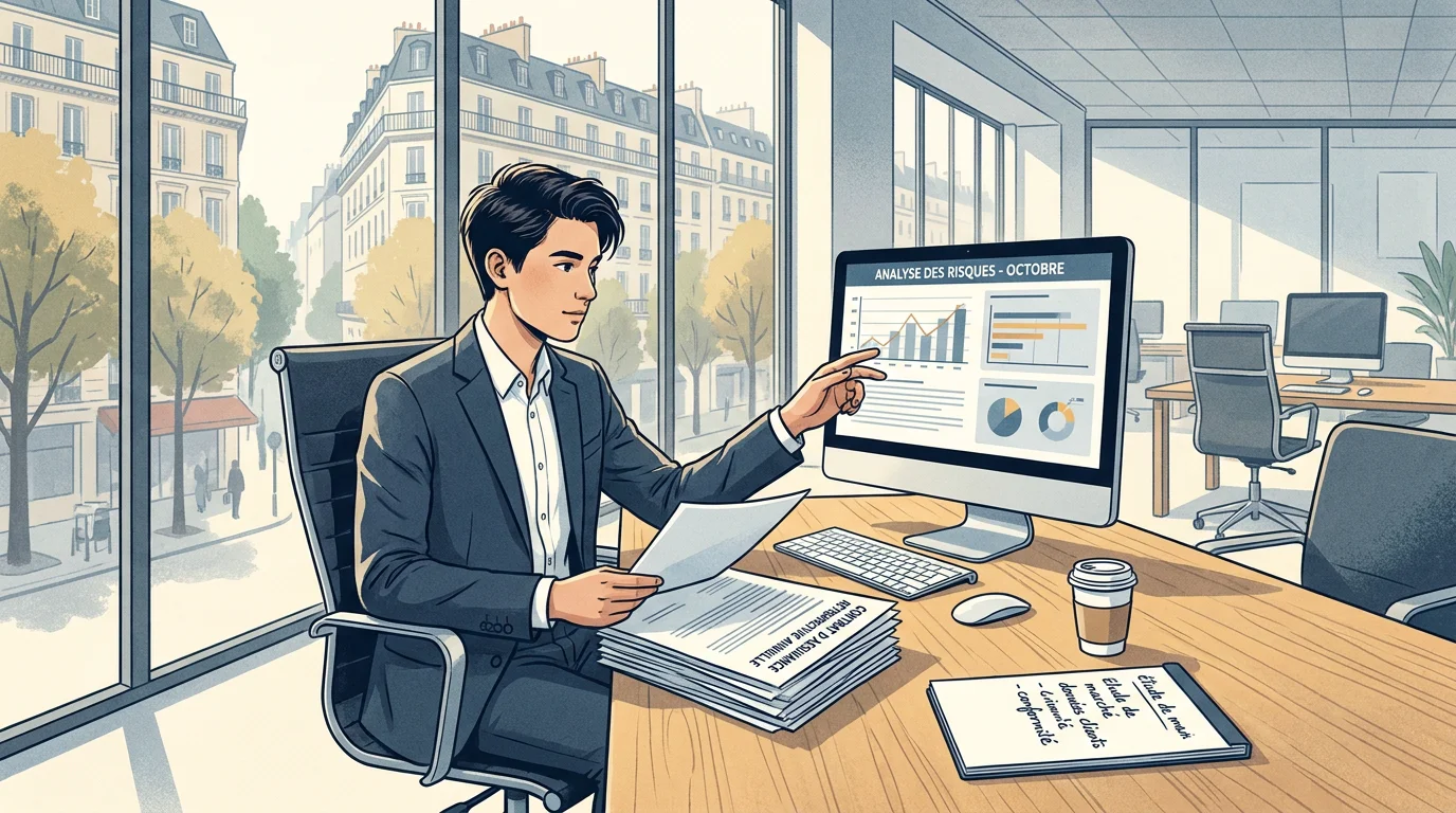 Jeune alternant travaillant dans un bureau d'assurance en France